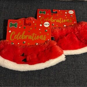 Celebrations Buttons & Bones Red & White Pet Santa Neck Scrunchie XS/S M/L BNWT